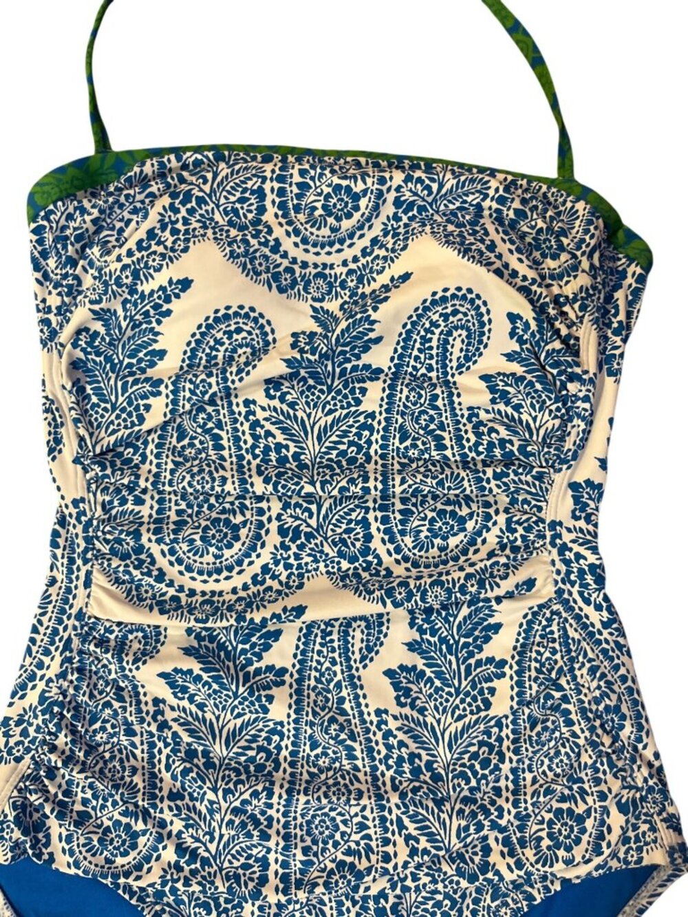 Tommy Bahama Womens 6 One Piece Swimsuit Blue White Paisley Halter Used - Picture 5 of 16